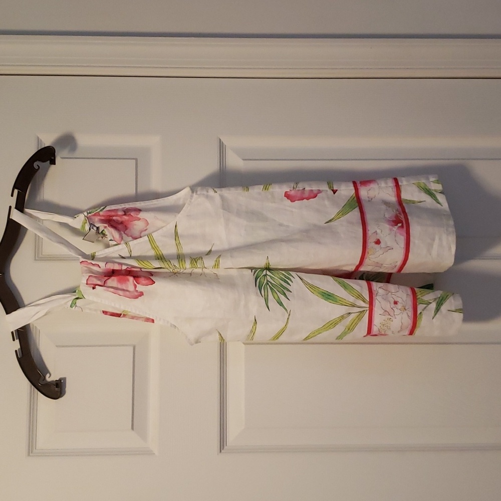 Tommy Bahama White and Pink Floral Midi Dress